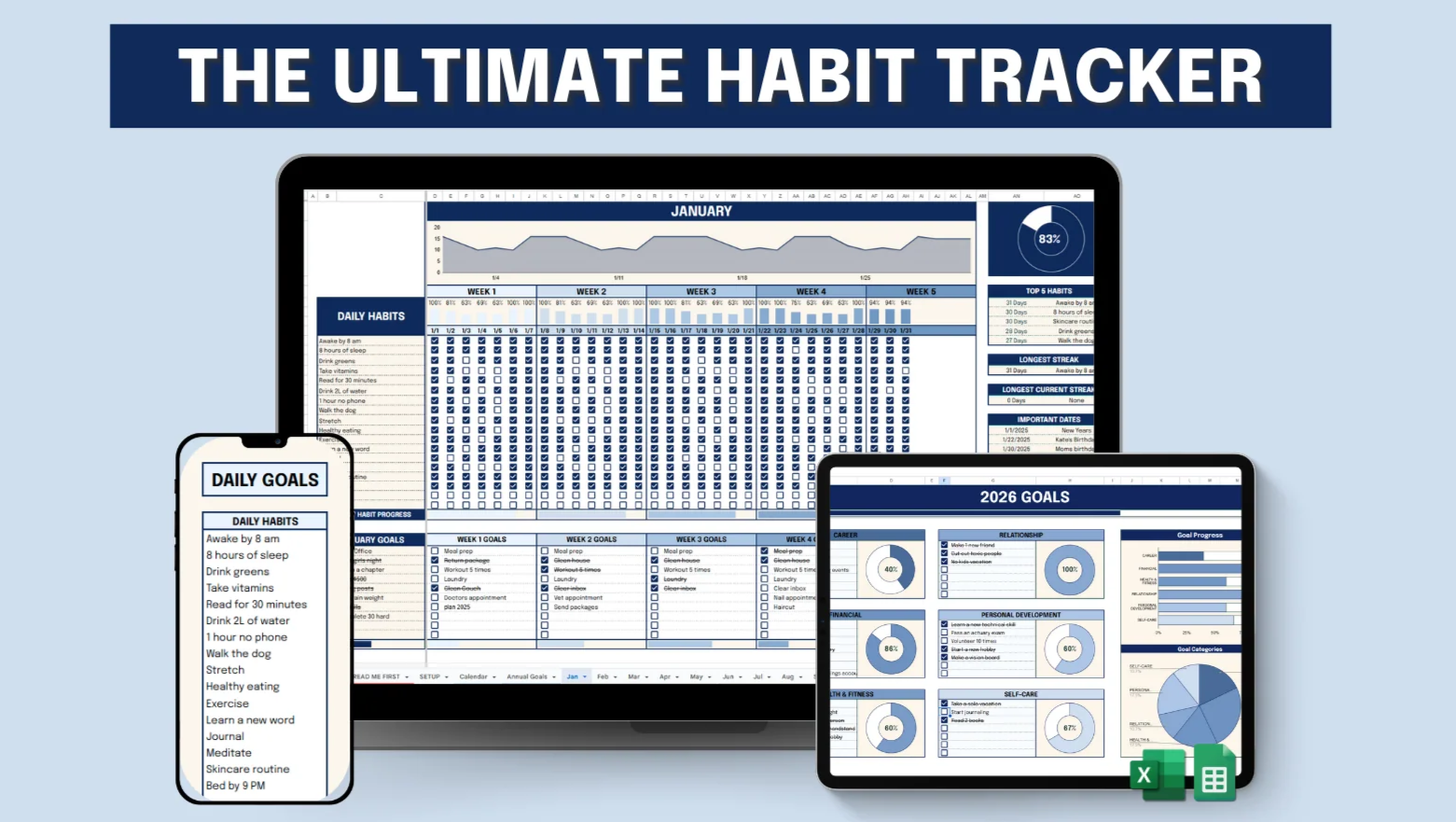 Habit Tracker Pro | Premium Productivity Spreadsheet